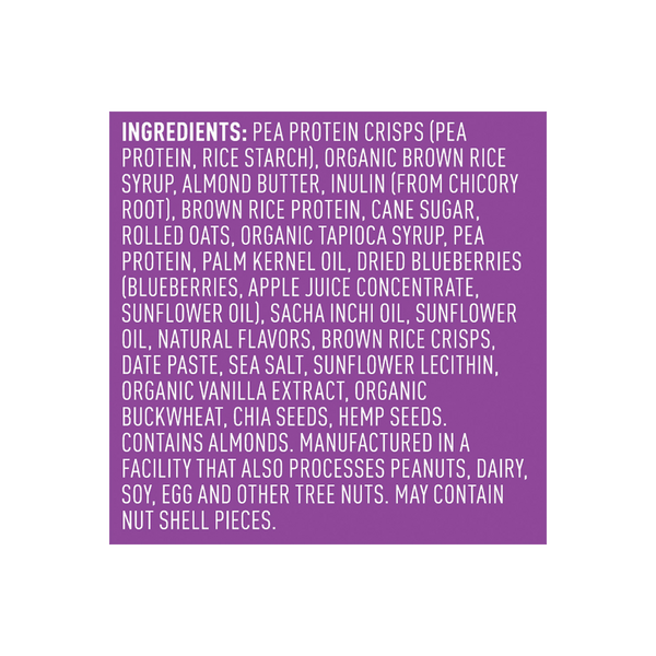 Vega® Protein Snack Bar - Blueberry Oat - Box of 12 ingredients