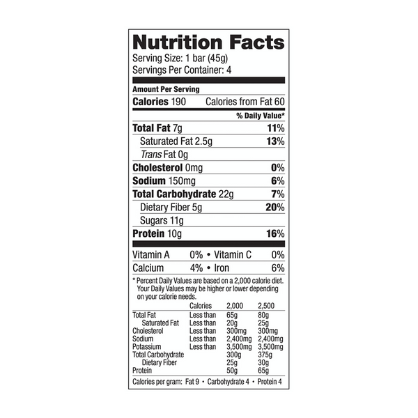 Vega® Protein Snack Bar - Blueberry Oat - Box of 4 nutrition