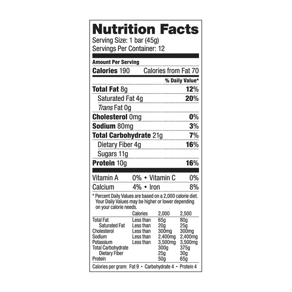 Vega® Protein Snack Bar - Chocolate Caramel - Box of 12 nutrition