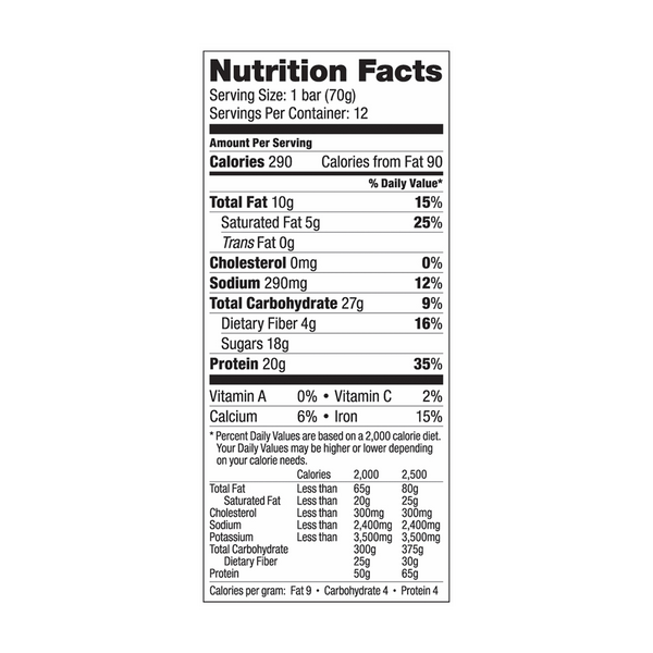 Vega® 20g Protein Bar - Chocolate Peanut Butter - Box nutrition