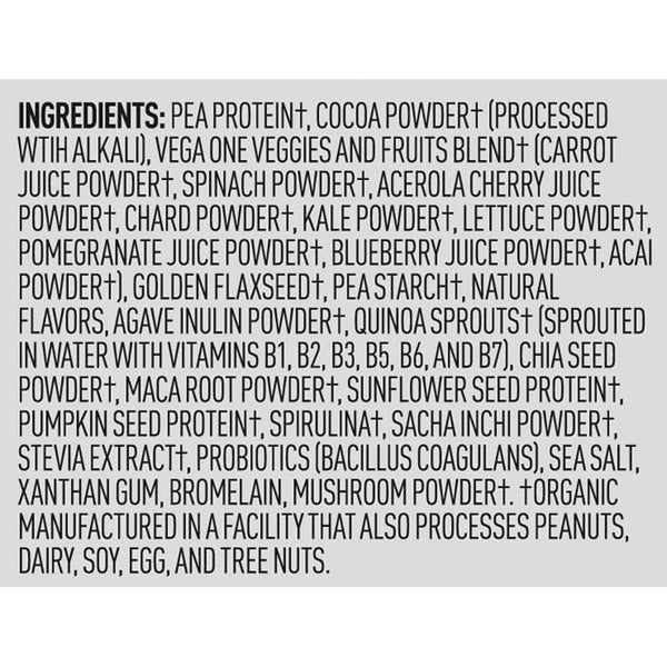 Vega One® Organic - Chocolate - Small Tub ingredients