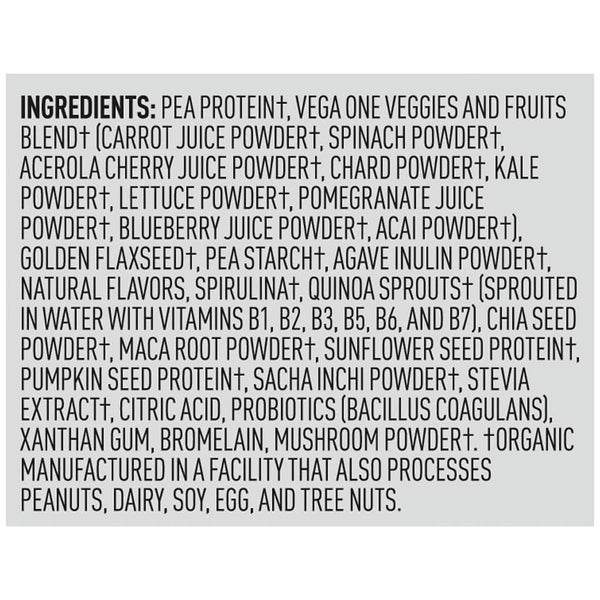 Vega One® Organic - French Vanilla - XL Tub - Ingredients