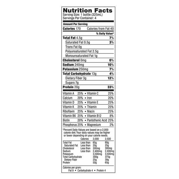 Vega® Protein Nutrition Shake - Vanilla - 4 Bottles nutrition